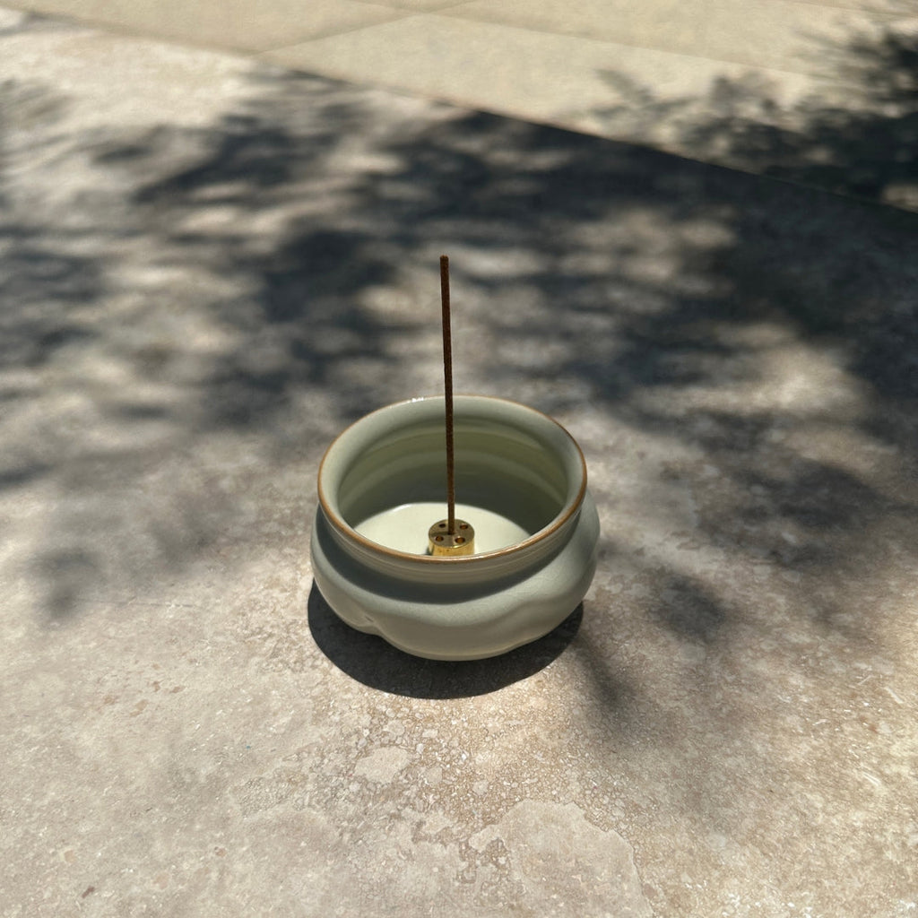 Ru Ware Lotus Incense Burner — Celadon Cream