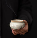 Ru Ware Lotus Incense Burner — Celadon Cream