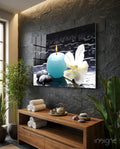 Spa Candle Orchid And Stones Glass Wall Art